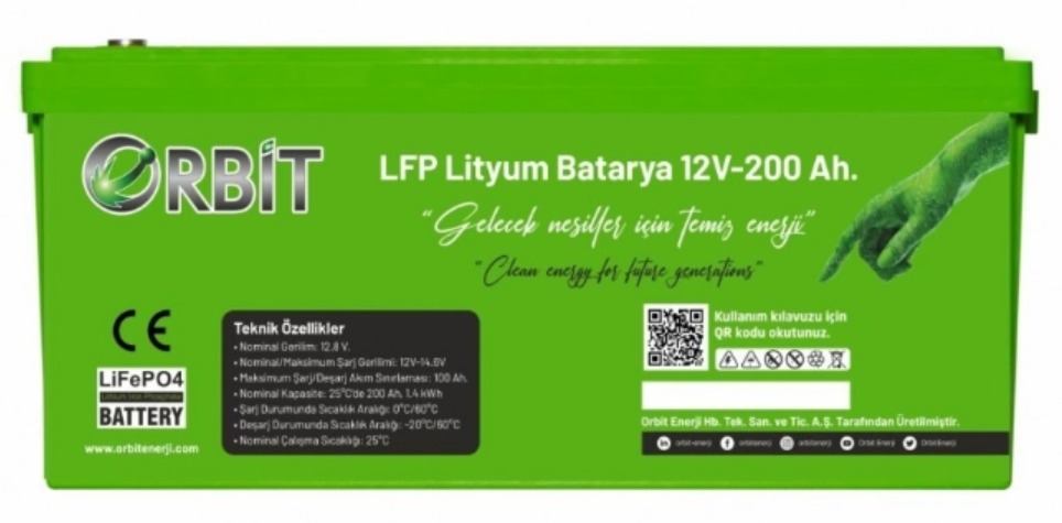 ORBİT 12 V 200 Ah LiFePO4 Akü-Marin Tip-VP